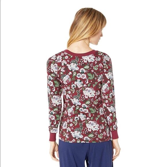 Vera Bradley Bordeaux Blooms Henley Pajama Top - Picture 2 of 4
